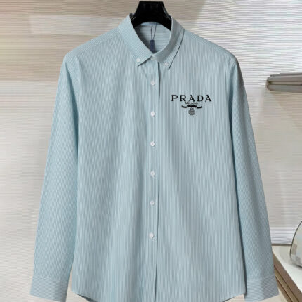PRADA  Men's spring and autumn long - sleeved striped shirts